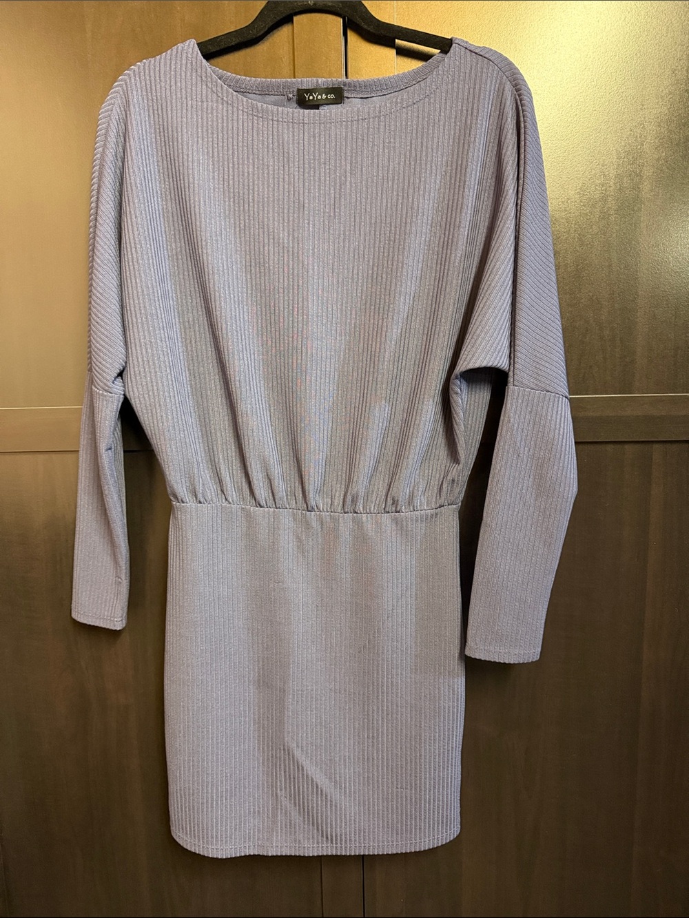 Lavender Ribbed Long Sleeve Dress